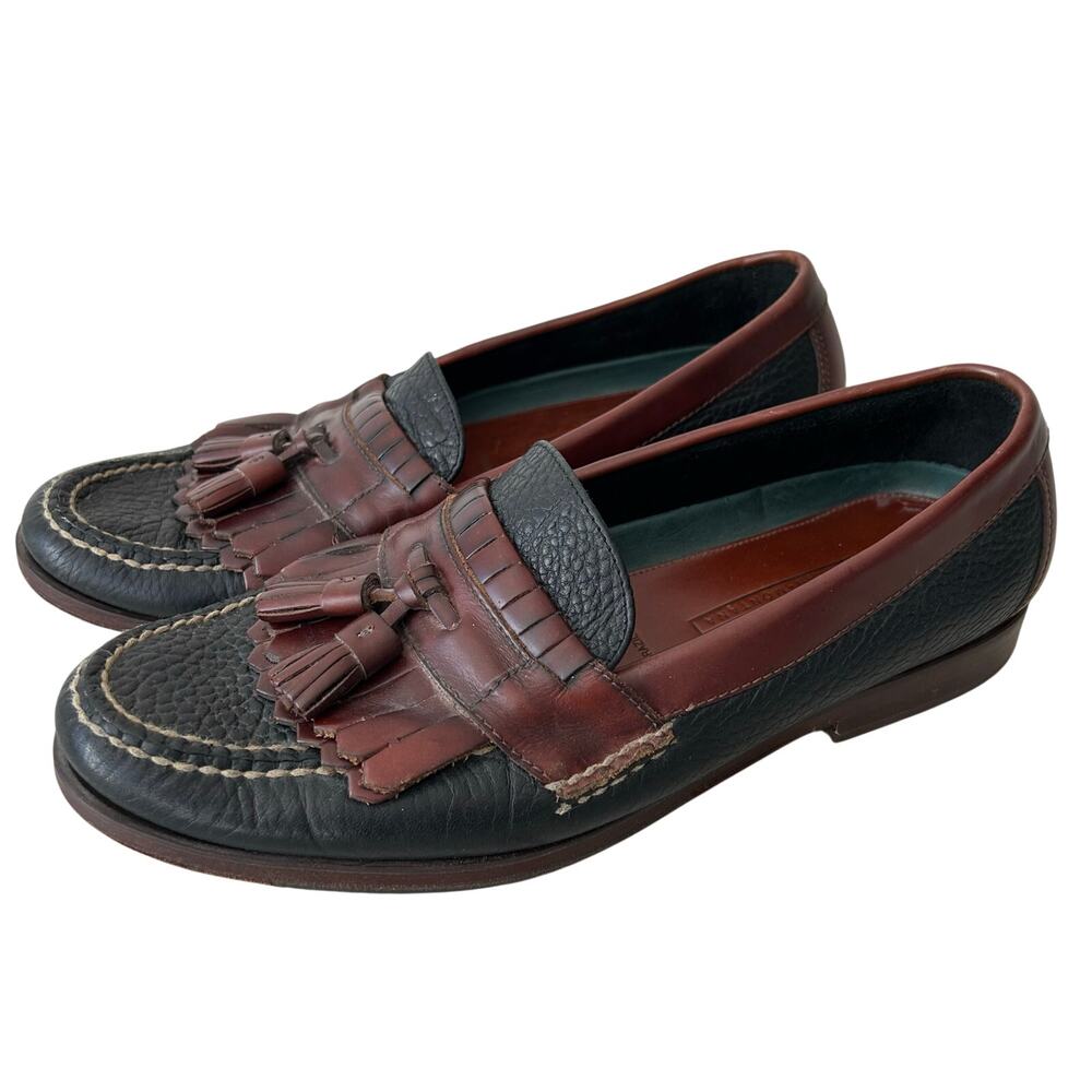 H.S. Trask leather loafers tassel slip on dress shoes preppy classic designer 10